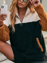 Ivy Lane quarter zip drop shoulder color-block fleece pullover