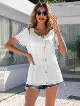 Ivy Lane Decorative Cold Shoulder Neck T-Shirt with Short Sleeves