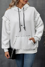 Ivy Lane drawstring kangaroo pocket hoodie in white with eyelet shoulders