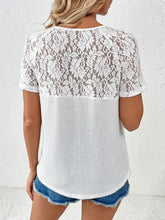 Ivy Lane Lace Detail V-Neck Short Sleeve T-Shirt Woman T Shirts