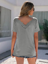Ivy Lane Lace Detail V-Neck Short Sleeve T-Shirt Woman T Shirts