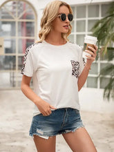 Ivy Lane Pocketed Leopard Round Neck Short Sleeve T-Shirt Woman T Shirts