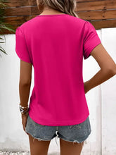 Ivy Lane Strappy Fuchsia V-Neck Puff Sleeve Top with Ripped Denim Shorts
