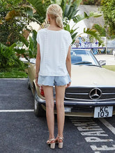 Ivy Lane Tied Eyelet Round Neck Cap Sleeve T-Shirt Woman T Shirts