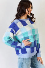 J.NNA Checkered Round Neck Long Sleeve Sweater Sweater Pullovers