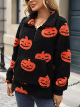 Jack-O'-Lantern Half Zip Long Sleeve Sweatshirt Woman Sweatshirts