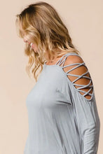 Jersey Knit One Shoulder Top with Criss Cross Detail