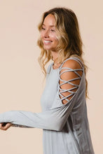 Jersey Knit One Shoulder Top with Criss Cross Detail