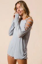 Jersey Knit One Shoulder Top with Criss Cross Detail