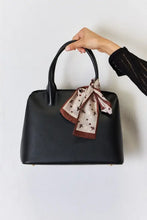 Jones PU leather handbag with patterned scarf and spacious interior