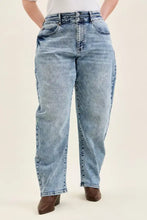 Light-wash denim judy blue full size high waist marlow arc leg jeans with relaxed wide-leg cut and five pocket design