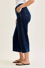 Dark blue denim culottes with a high waist and straight-leg cut from judy blue high waist ankle wide jeans collection