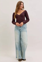 A pair of judy blue high waist column straight light-wash wide-leg denim jeans with subtle fading and five-pocket design