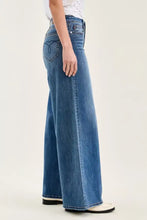 Blue denim judy blue high waist palazzo jeans with wide-leg fit five-pocket design and subtle stitching details