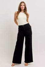 Black wide leg denim jeans with high waist and classic five-pocket design from judy blue wide leg jeans collection