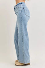 Light-wash denim judy blue mid rise retro wide leg jeans with fold-over waistband and classic five-pocket design