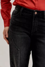 Black denim judy blue mid rise straight leg jeans with high waist and detailed western seam stitching