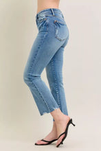 Judy blue vintage wash destroy kick flare light-wash denim jeans with high-rise fit and frayed hem