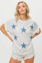 July Terry T-Shirt with Blue Star Pattern for Women OFF WHITE