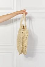Justin Taylor Beach straw rattan handbag, beige woven tote with handles