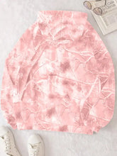 Pink camouflage kangaroo pocket long sleeve hoodie with soft fabric rose gold foliage and care instructions included