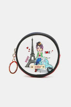 Keychain Round Coin Purse with Red Zipper and Cartoon Characters Wallets