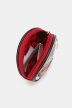 Keychain Round Coin Purse with Red Zipper and Cartoon Characters