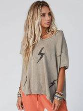Khaki Lightning Bolt Oversized Knit Top for Women