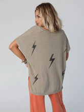 Khaki Lightning Bolt Oversized Knit Top for Women Woman T Shirts