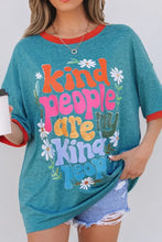 Kind People Are My Kind Teal and Orange Oversized Graphic T-Shirt Turquoise Woman T Shirts