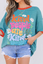 Kind People Are My Kind Teal and Orange Oversized Graphic T-Shirt Woman T Shirts