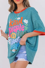 Kind People Are My Kind Teal and Orange Oversized Graphic T-Shirt Woman T Shirts