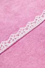 Lace Detail Distressed Raw Hem Long Sleeve Denim Jacket Woman Outerwear