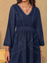 Lace Detail V-Neck Balloon Sleeve Mini Dress Casual Dresses