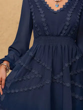 Lace Detail V-Neck Balloon Sleeve Mini Dress Casual Dresses