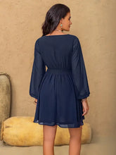 Lace Detail V-Neck Balloon Sleeve Mini Dress Casual Dresses