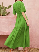 Lace Detail V-Neck Short Sleeve Dress Woman Casual Dress