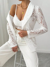 Lace Lapel Collar Long Sleeve Blazer Woman Outerwear
