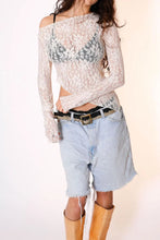 Lace Long Sleeve Sheer Crop Top for Women