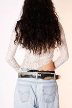 Lace Long Sleeve Sheer Crop Top for Women Woman T Shirts