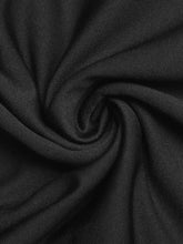 Black soft-textured fabric with subtle ribbed weave on lace panel cowl neck sleeveless bodysuit
