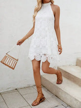 Lace Sleeveless Mini Cami Dress with Side Zip White Woman Dress