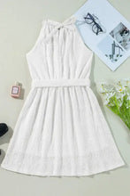 Lace Sleeveless Tied Waist Mini Dress Woman Casual Dress