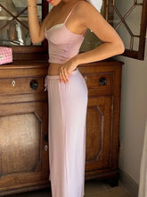 Lavender wide-leg pants with drawstring waist in Lace Trim Cami & Pants set