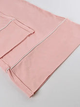 Soft pink pajama pants with white piping in Lace Trim Cami & Pants set