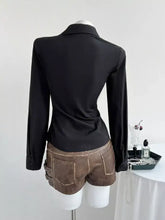 Black lace trim slim fit shirt with tailored fit long sleeves and subtle sheen ideal for formal wear