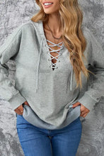 Lace Up Long Sleeve Hoodie Woman Sweatshirts