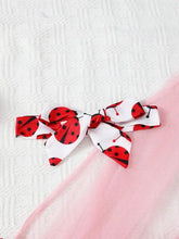 White ladybug print childrens headband with bow for ruffle sleeve baby girls outfit