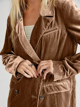 Lapel Collar Long Sleeve Blazer with Pockets Woman Outerwear