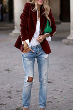 Lapel Collar One Button Blazer Woman Outerwear